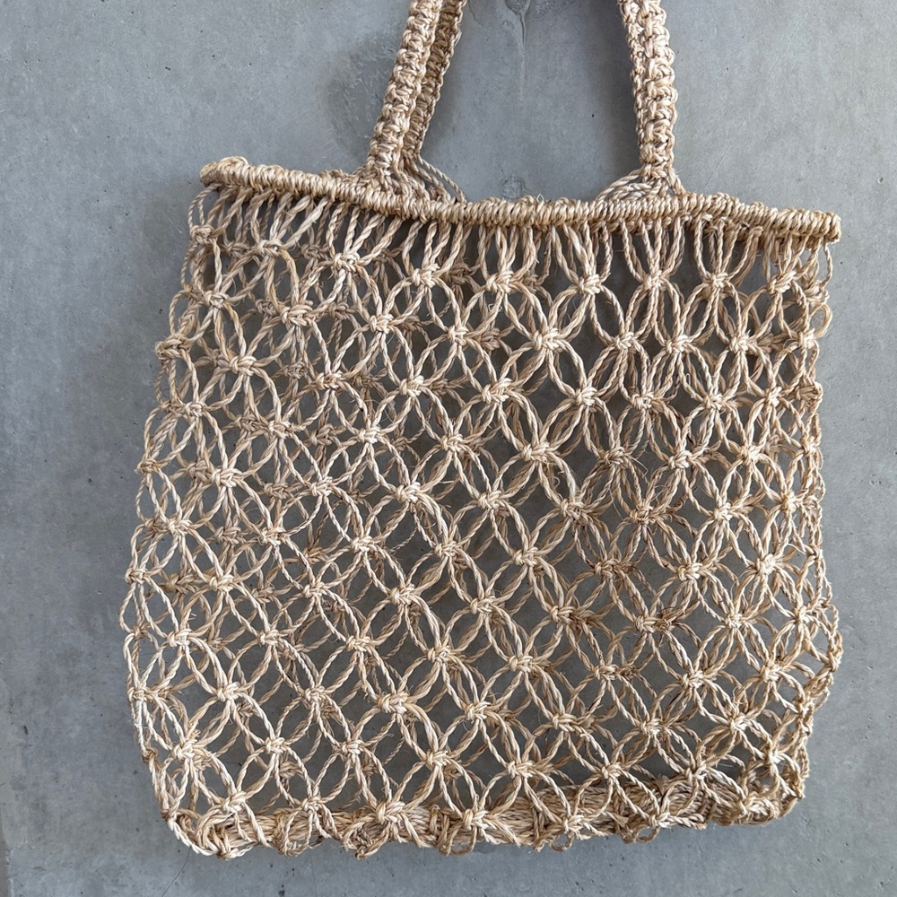 Elegant Tan Woven Tote Bag
